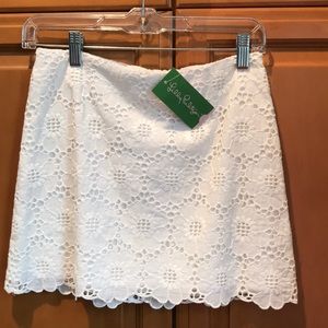 NWT Lilly Pulitzer white Eyelet 13” lined skirt
